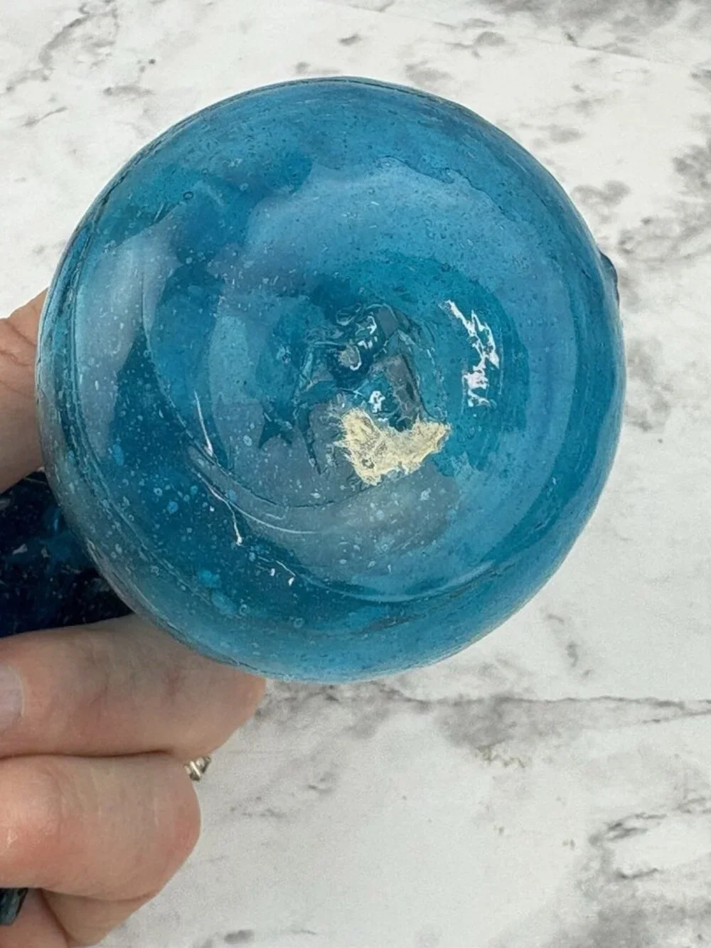 *Small Blue Glass Bubble Mini Genie Bottle 5 3/4